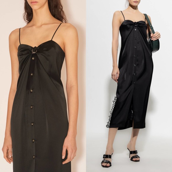 NANUSHKA Doris Midi Slip Dress Black Sarong Style - Picture 3 of 9